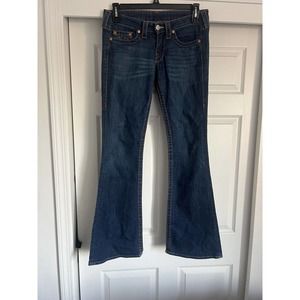 True Religion Women Jeans Blue Size 29 Flared Leg, Perfect Stitching